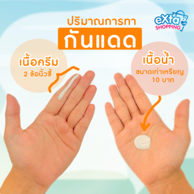 ครีมกันเเดดในปริมาณที่พอดีไม่มากหรือน้อยจนเกินไป